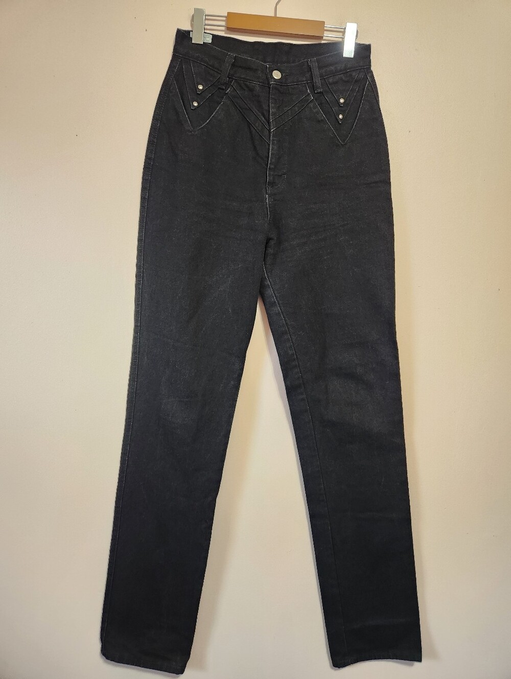 Vintage Roper USA Black Western High Rise Studded Yoke Denim Jeans Extra Long